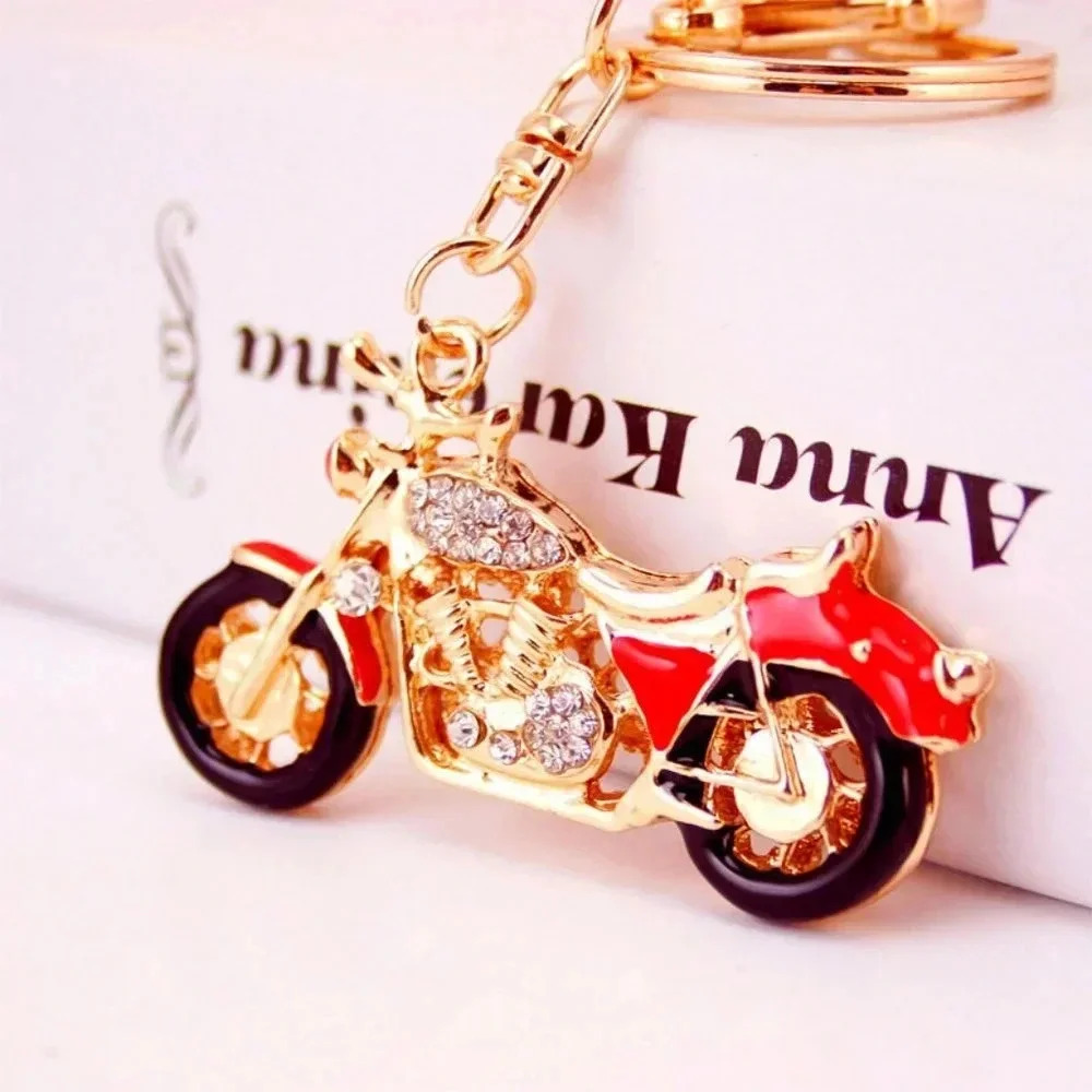 Cute Red Bike Sparkly Crystal Keyring & Ladies Girls Handbag Charm KeyChain